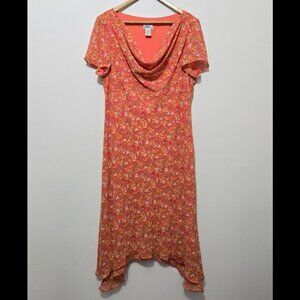 J.B.S. Orange Floral Asymmetrical Dress